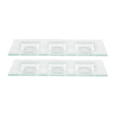 Glass Dinnerware 12.25" x 4" Rectangular Clear Glass Sectional Plate (Set of 2)